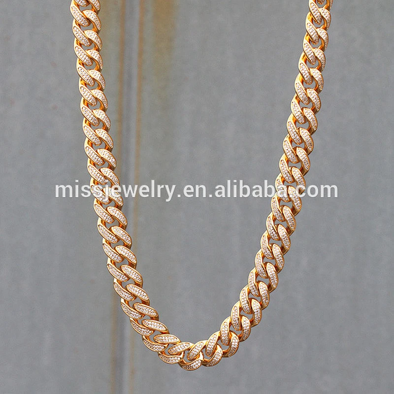 Miss Jewelry Hiphop Men's 14K Gold Necklace Cuban Chains, Bling Bling Chains Wholesale
