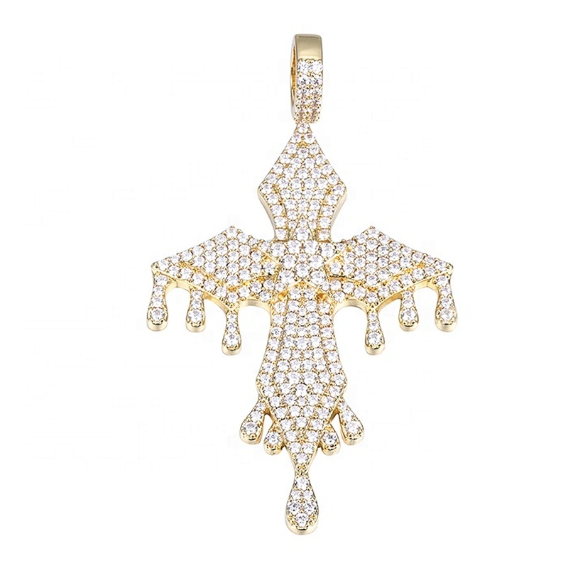 Missjewelry High Quality New Design Gold Plated CZ Cross Pendant, Diamond Dripping Ankh Pendant Necklace