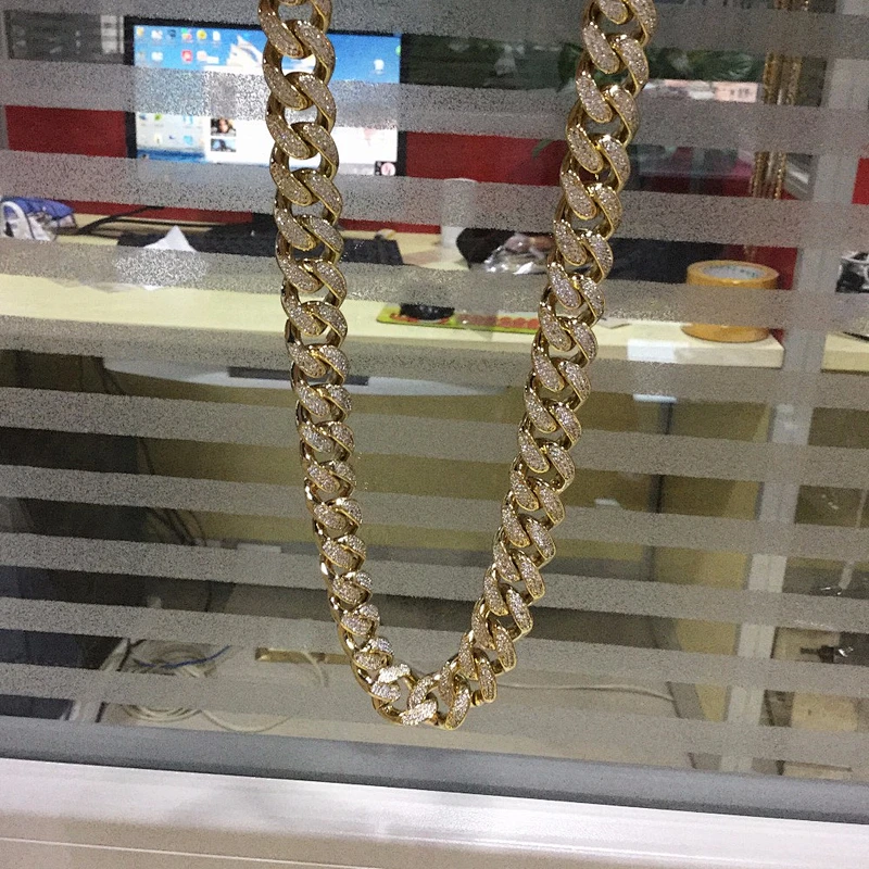 Missjewelry 14k 15mm Mens Iced Out CZ Cuban Link Chain
