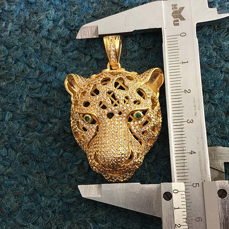 Newest Hip Hop Leopard Head silver gold plated simple pendant design