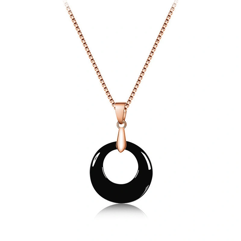 2019 Fashion jewelry black and white ceramic pendant necklace