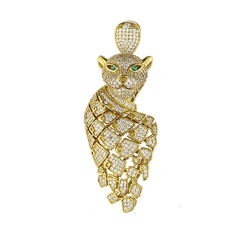 Mens Diamond Hip Hop Jewelry Pendants Tiger