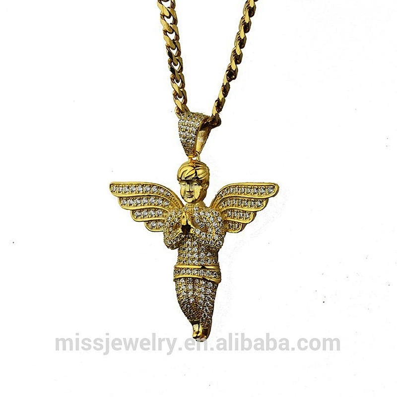 Miss Jewelry Hiphop 14k Gold Iced Out Pendant Necklace