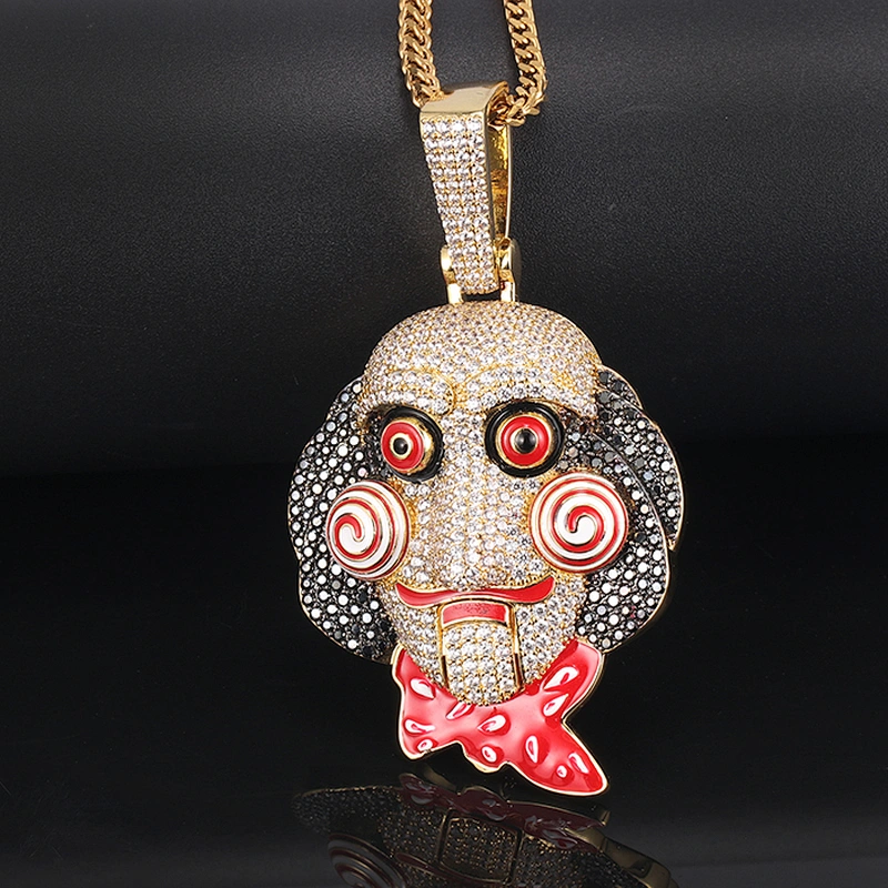 Missjewelry Hip Hop 925 Sterling Silver Men Clown Pendant Iced Out with Chain