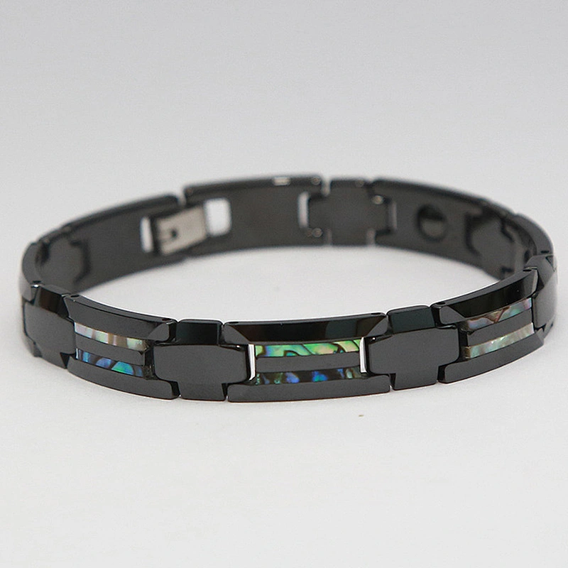 OEM design health therapy mens black ceramic bracelet
