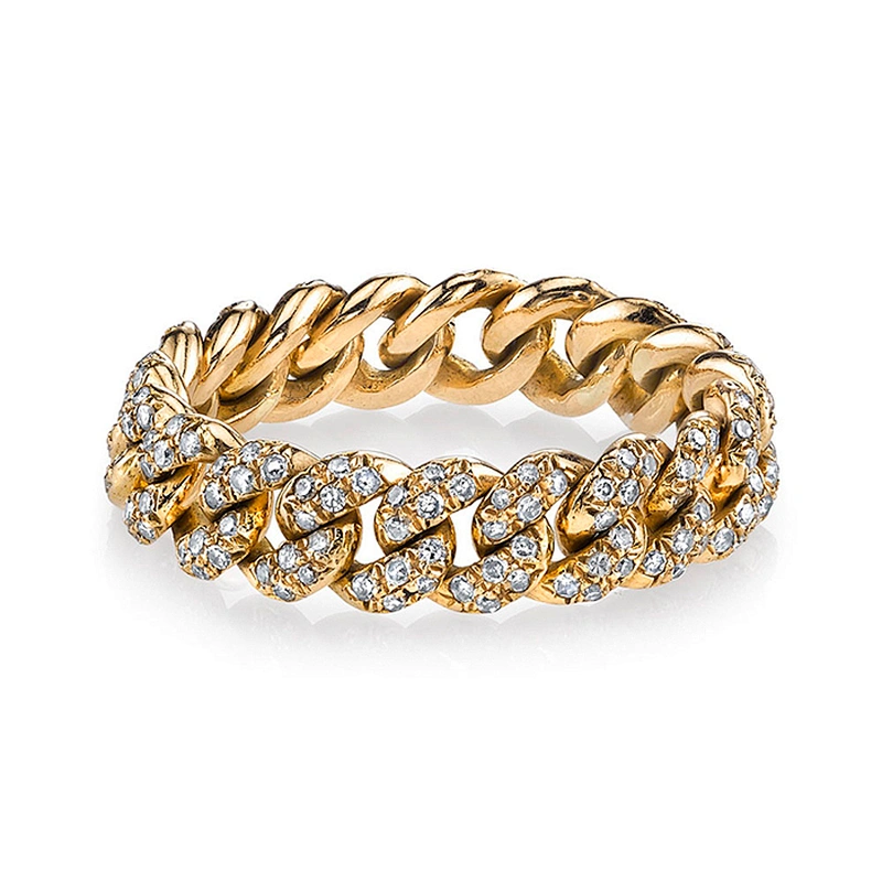 Miss Jewelry Hip Hop Jewelry CZ Micro Pave Ice Out Link Ring for Girls