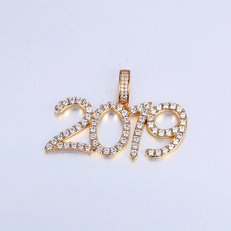 Cz Micro Pave Letter Number Gold Hip Hop Brass Pendants Cheap