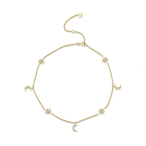 Miss Jewelry Gold Moon Star Dangle Drop Choker