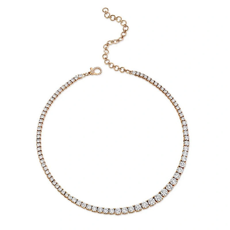 Miss Jewelry fashion gradual round CZ diamond tennis link choker
