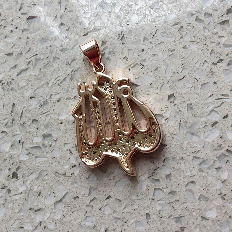 Saudi sterling silver gold plated allah pendant, muslim gold pendant gold allah pendants