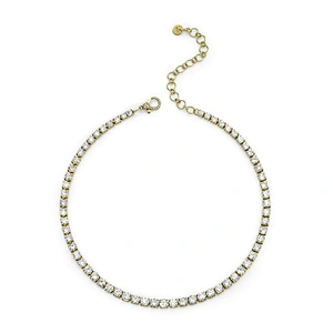 14k gold plated diamond choker tennis necklace for girls