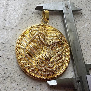 Miss Jewelry Factory Price Big Size18K Gold Plated Lab Diamond Lion Head coin Pendant
