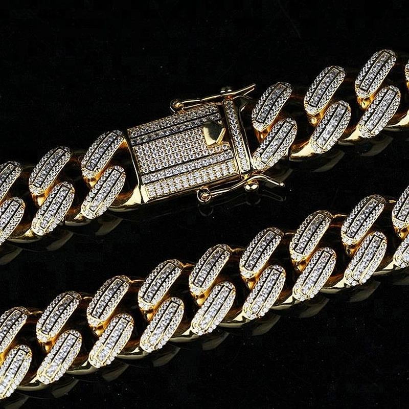 Miss Jewelry 18mm 18inch Fashion Hip Hop Gold Diamond Iced Out Necklace Chain Men