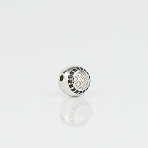 Custom 925 Sterling Silver Round Bracelet Beads, Custom Logo Beads MJCC046
