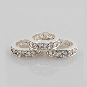 Cubic Zirconia Pave Diamond Gold Spacer Beads
