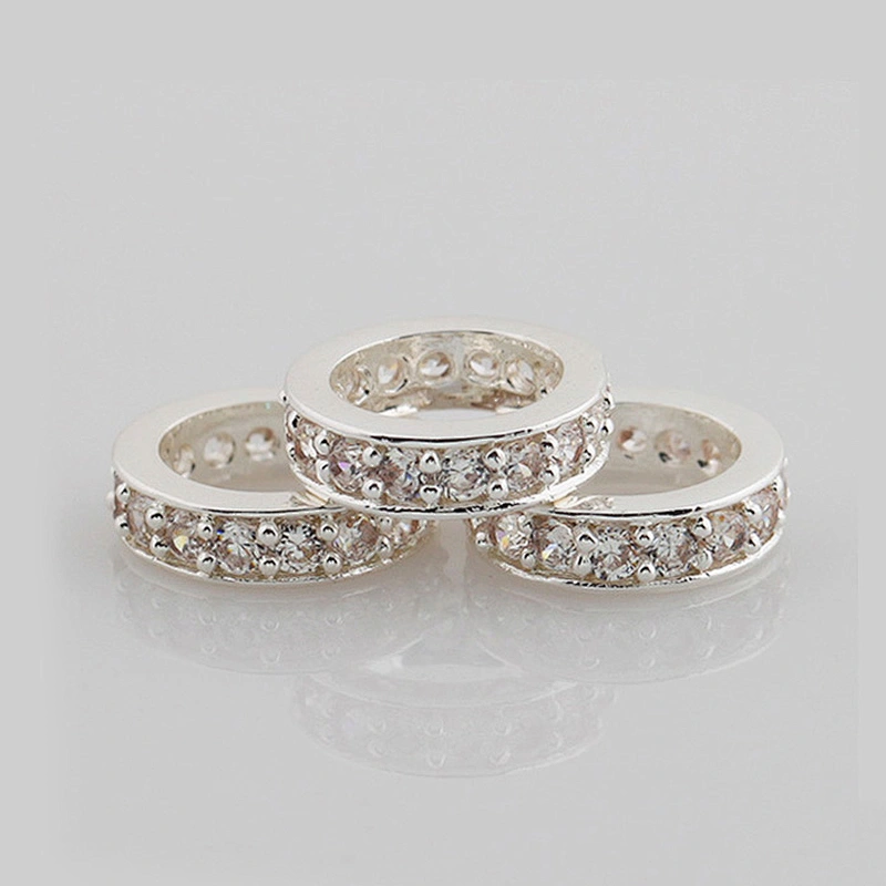 Cubic Zirconia Pave Diamond Gold Spacer Beads