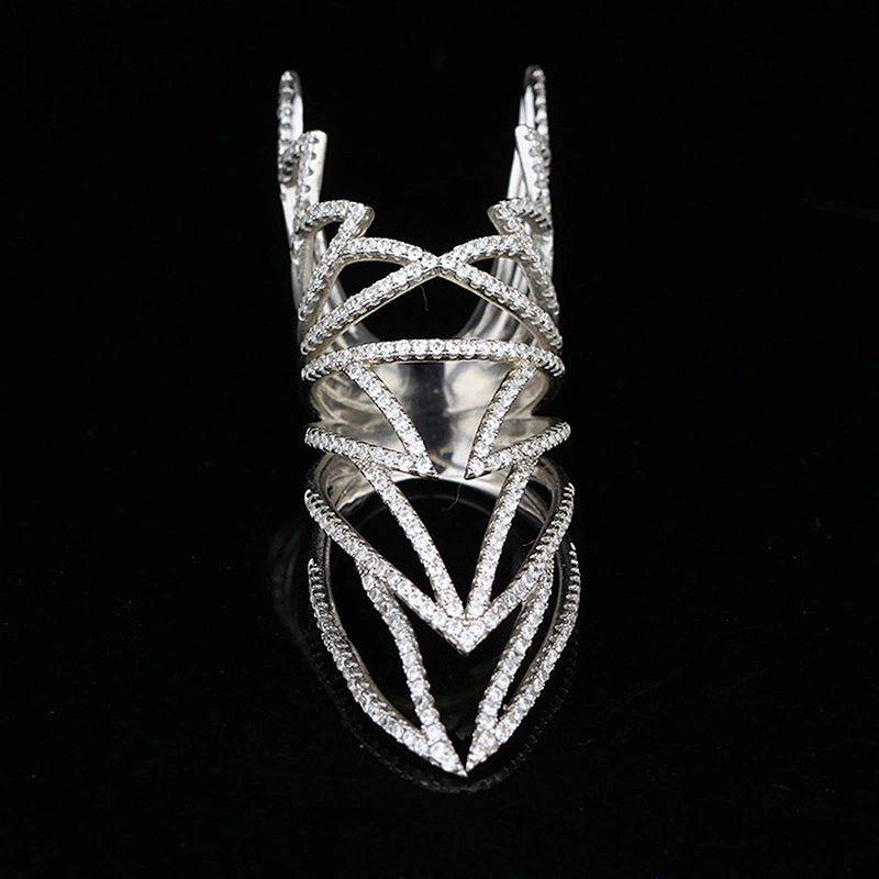 Missjewelry fashion long full finger ring with bling CZ diamond