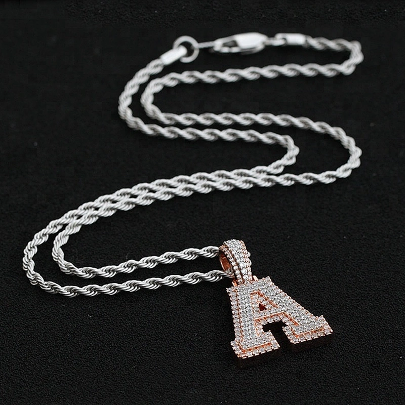 Missjewelry High Quality 925 Sterling Silver Jewelry  Alphabet Letter Necklace Pendant Hip Hop Jewelry