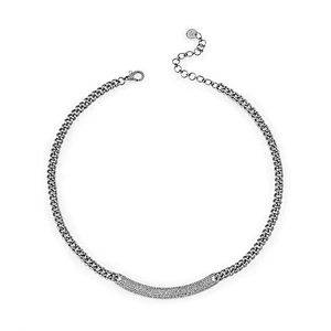 Custom curved id bar link stainless steel chokers for women
