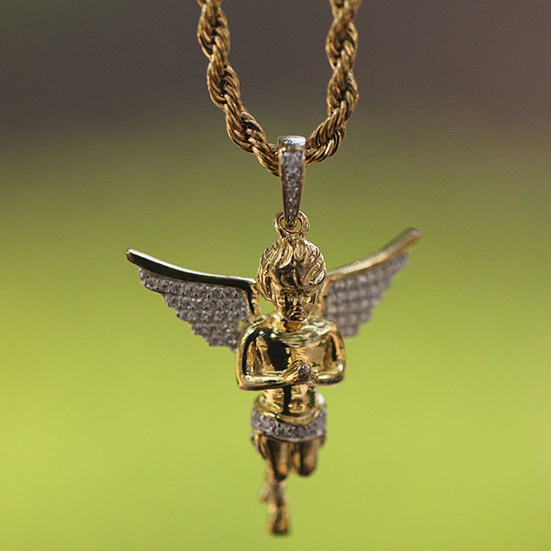 Miss Jewelry 18k gold micro angel piece necklace, silver angels models jewelry