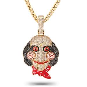 Missjewelry Hip Hop 925 Sterling Silver Men Clown Pendant Iced Out with Chain