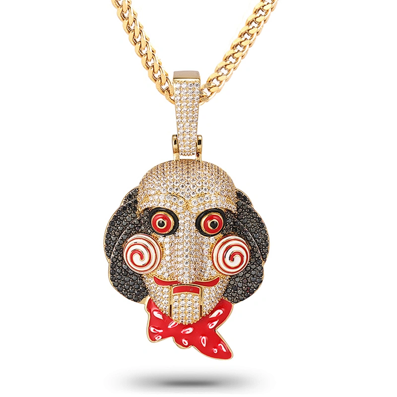 Missjewelry Hip Hop 925 Sterling Silver Men Clown Pendant Iced Out with Chain