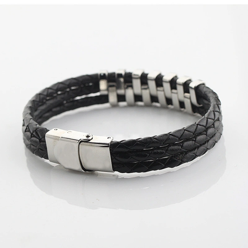Premium Leather Bracelet with Stainless Steel for  Man