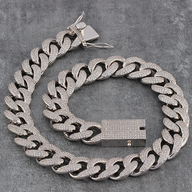 18mm 14k Gold CZ Cuban Link Chain Solid