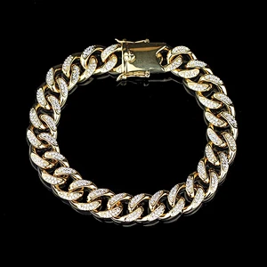 Missjewelry 18mm Heavy Link 18K Gold Men Cuban Chain Bracelet Diamond