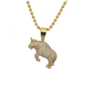 Missjewelry AAA CZ Micro Pave Iced Out Gecko Necklace Gold Jewelry