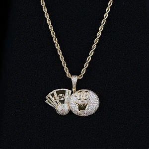 Micro Pave Zodiac Emoji Pendants Gold Mens