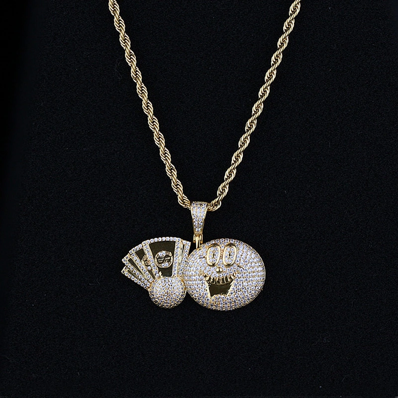 Micro Pave Zodiac Emoji Pendants Gold Mens