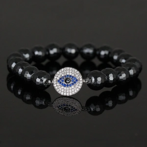 MissJewelry customized natural stone men bracelet, devil eye beaded bracelet MJBE006