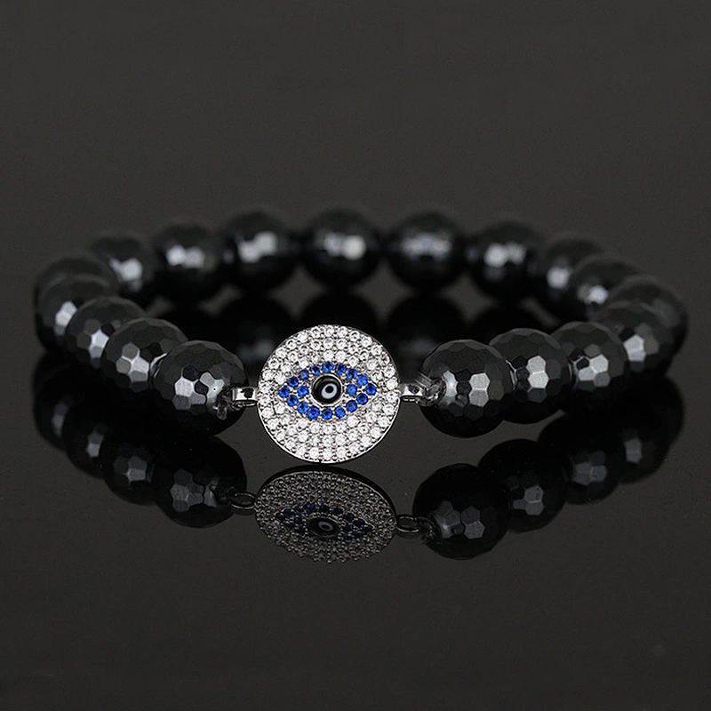 MissJewelry customized natural stone men bracelet, devil eye beaded bracelet MJBE006