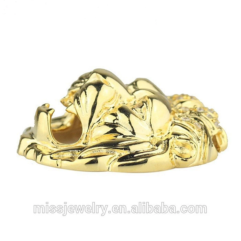 Mens Dubai 18K Gold Chain Lion Head Pendant Designs