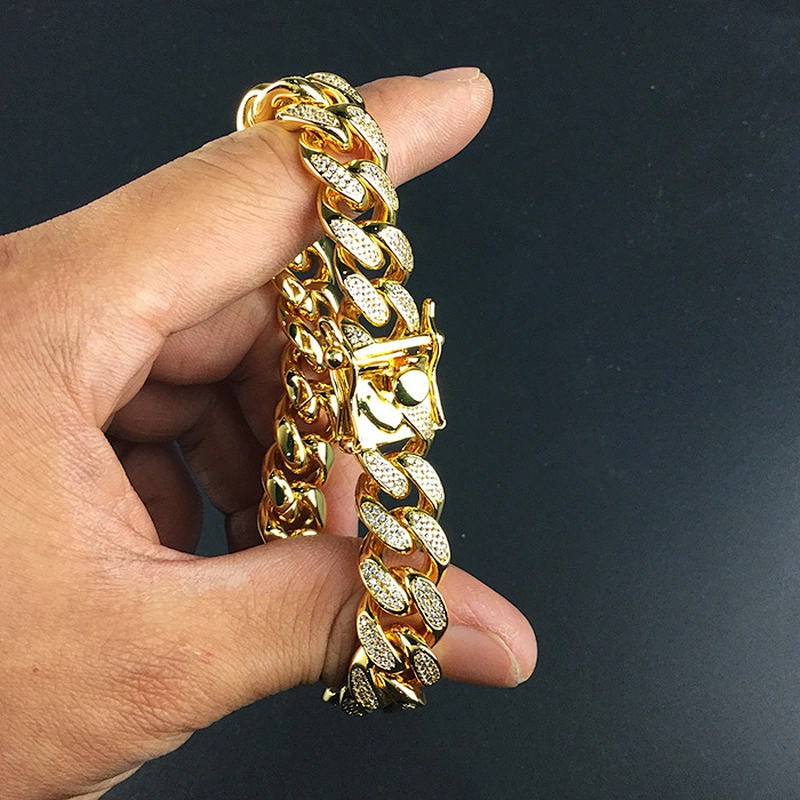 Miss Jewelry Miami cuban link gold hand chain bracelet gold plated 18k italian gold bracelet