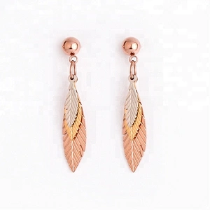 Miss Jewelry Cheap 18k Gold Drop Long Leaf Earrings Latest Design for Girls