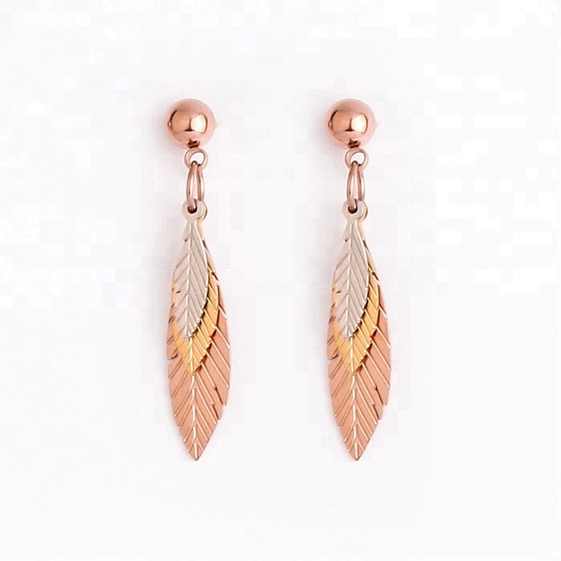 Miss Jewelry Cheap 18k Gold Drop Long Leaf Earrings Latest Design for Girls