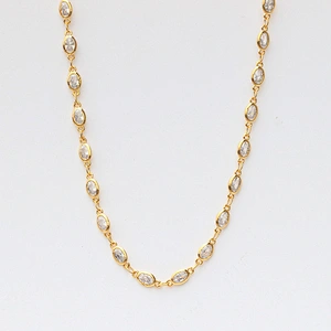Cubic Zircon Beads Micro Pave CZ Gold Jewelry Necklace