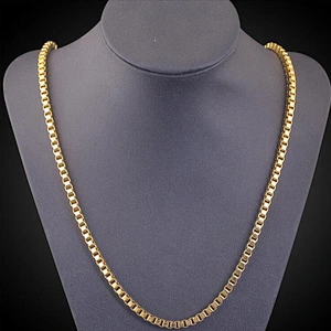 Wholesale high quality gold layered square link chain necklace with lobster clasp