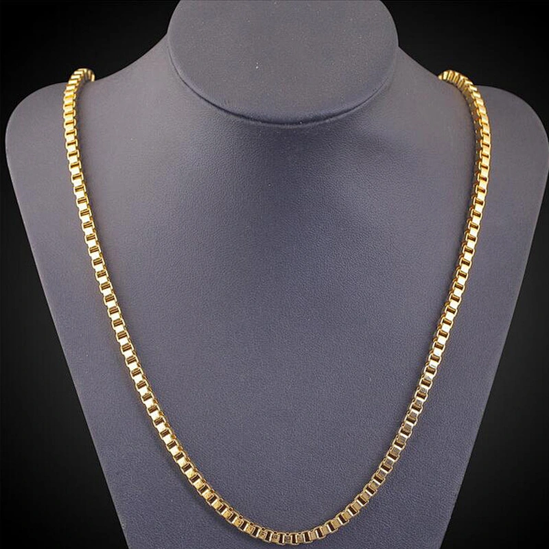 Wholesale high quality gold layered square link chain necklace with lobster clasp
