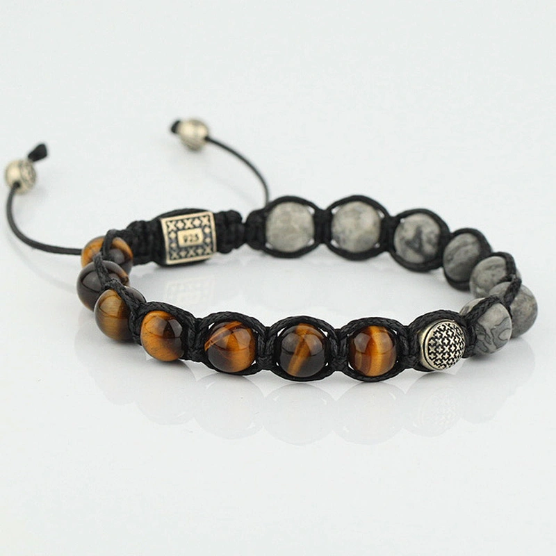 Adjustable Mens Multi Metal Square Bead Bracelet Crow