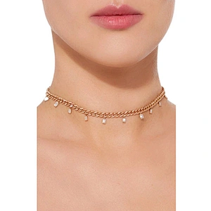 Hip hop jewelry baguette drop link 925 sterling silver women necklace choker