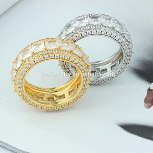 Missjewelry Fashion New Design Custom Made Pave Diamond Gold Hip Hop Ring Men 925 Sterling Silver