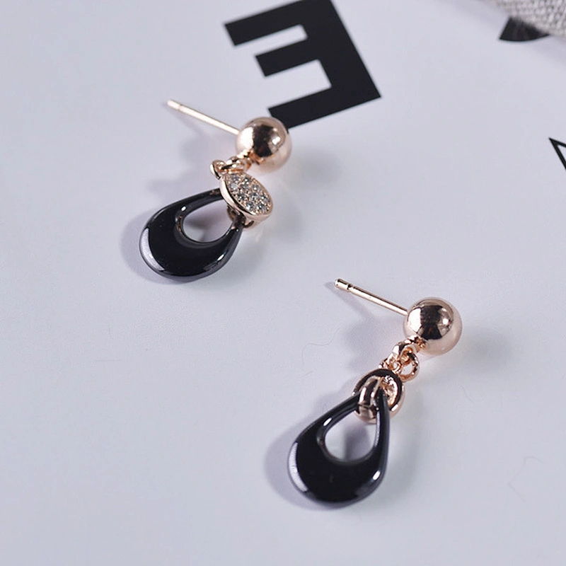 China jewelry wholesale CZ micro pave handmade pottery stud earring bridal jewelry