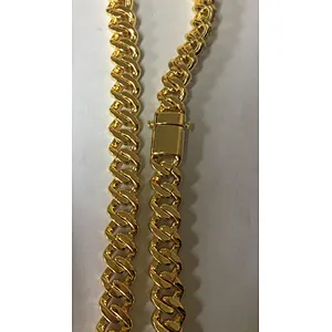 Missjewelry Micro Pave AAA CZ Iced Out 14k 18k Gold Cuban Link Chain