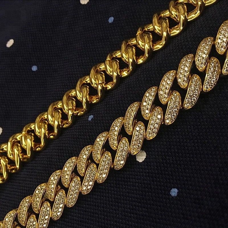 Missjewelry 8mm 18 inch  5a Diamond Pave White Sterling Silver Cuban Chain