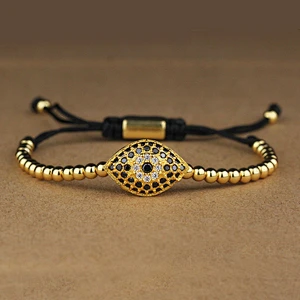 Missjewelry AAA CZ graded devil eye bracelet men bead macrame bracelets