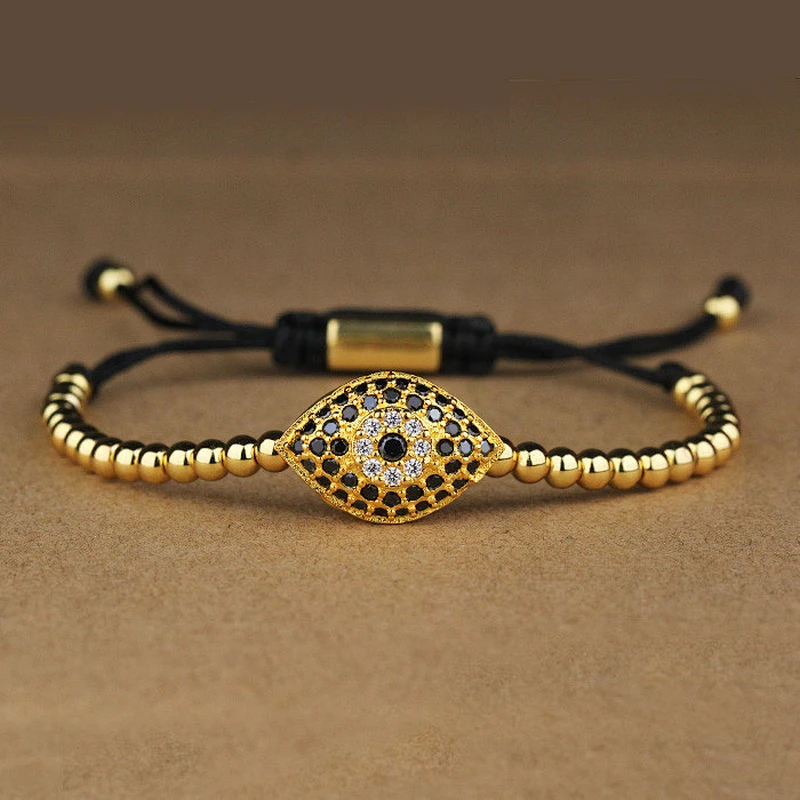 Missjewelry AAA CZ graded devil eye bracelet men bead macrame bracelets