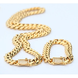 Wholesale Jewelry 18k Gold Plated Cuban Chain Copper